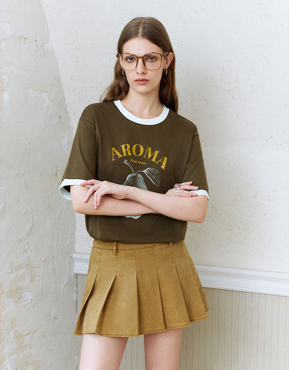 Pleated Mini A-Line Skirt