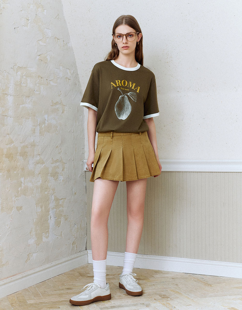 Pleated Mini A-Line Skirt