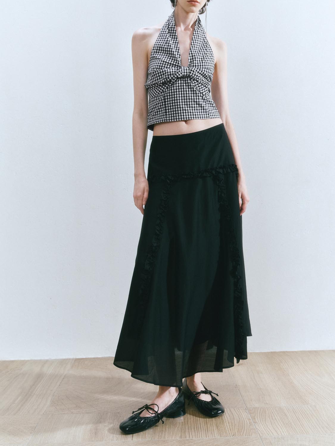 Slip Ruffle Maxi Skirts