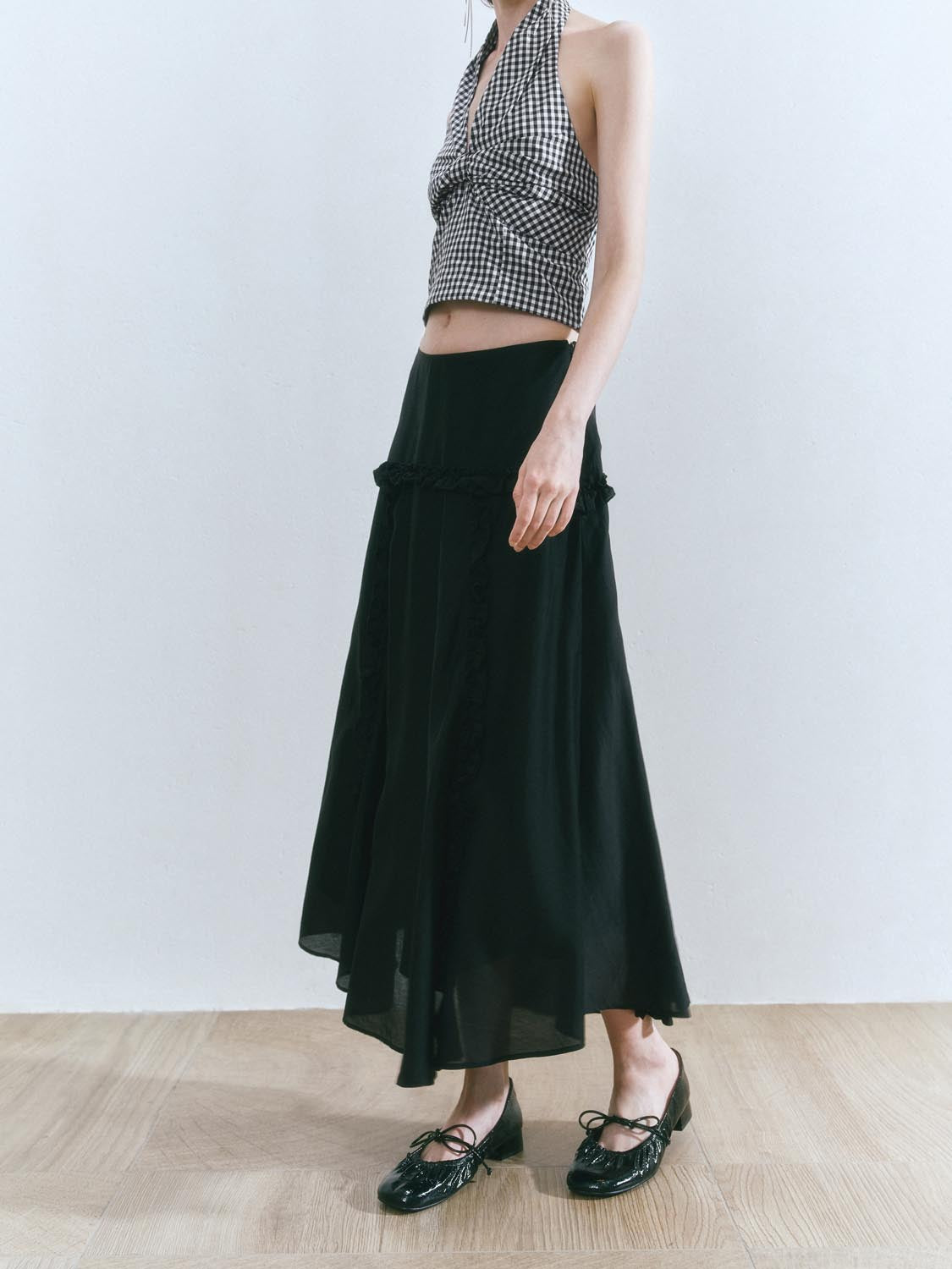Slip Ruffle Maxi Skirts