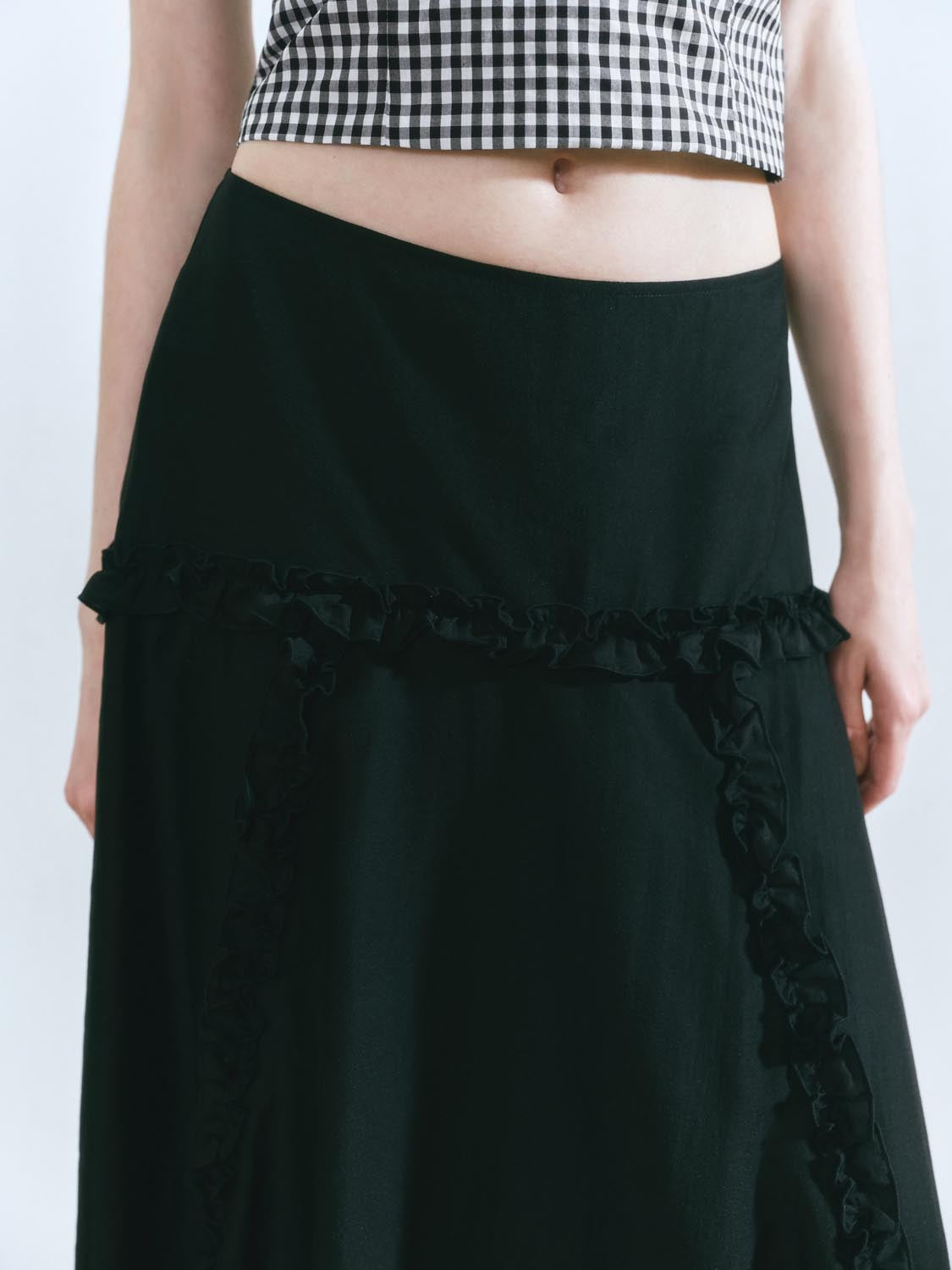 Slip Ruffle Maxi Skirts