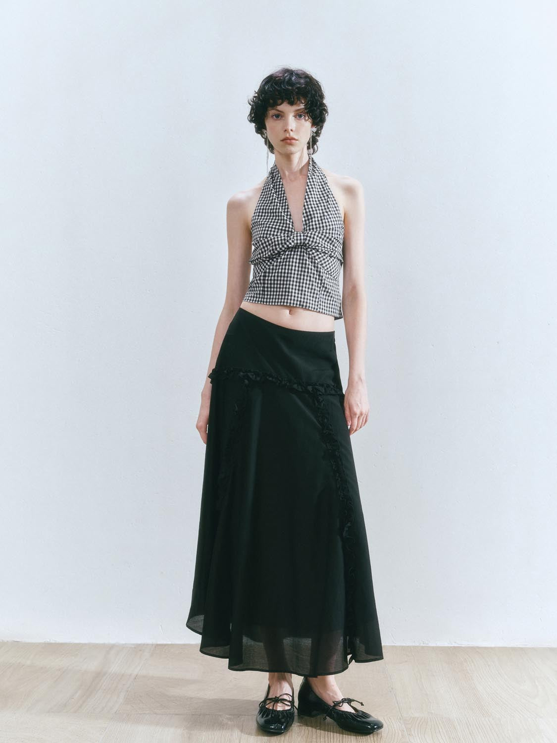 Slip Ruffle Maxi Skirts