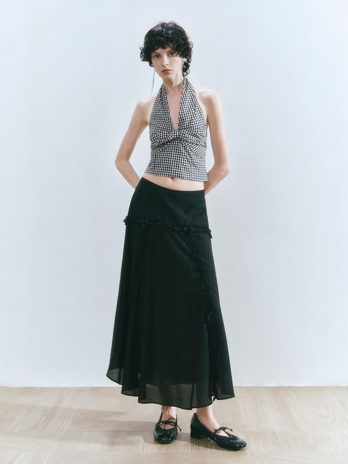 Slip Ruffle Maxi Skirts