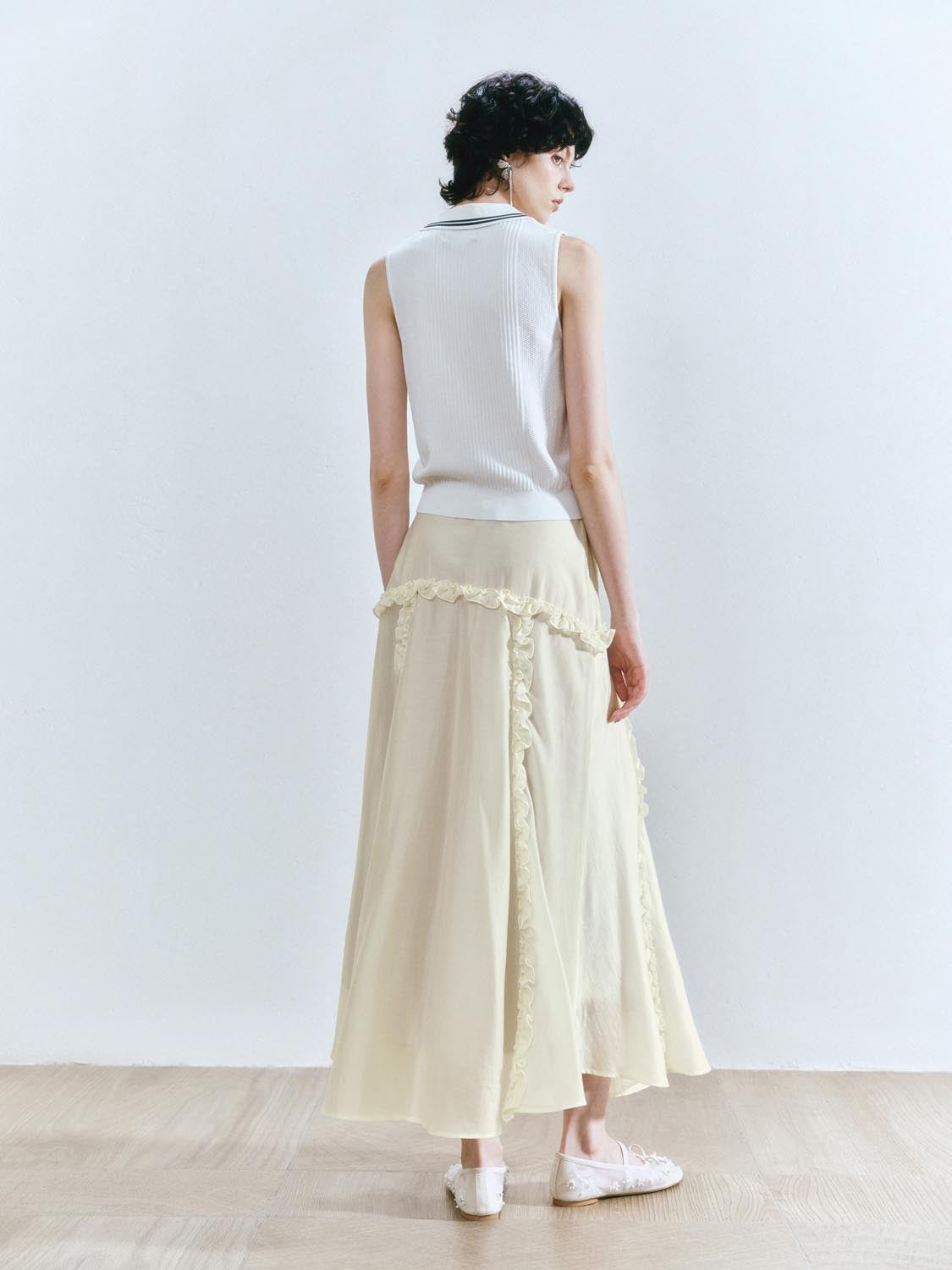 Slip Ruffle Maxi Skirts