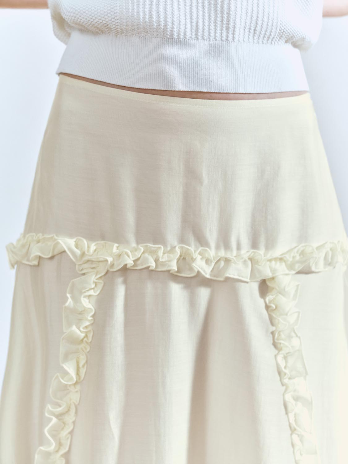 Slip Ruffle Maxi Skirts