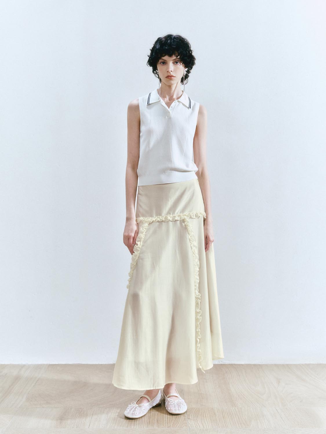 Slip Ruffle Maxi Skirts