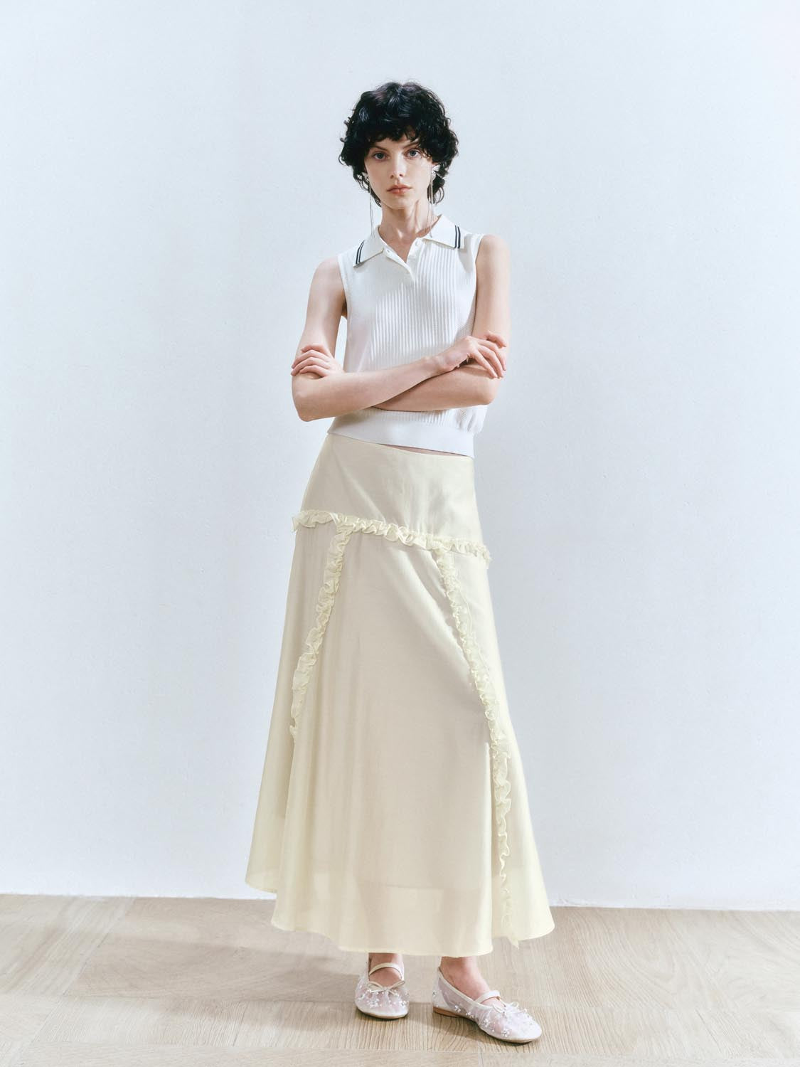 Slip Ruffle Maxi Skirts