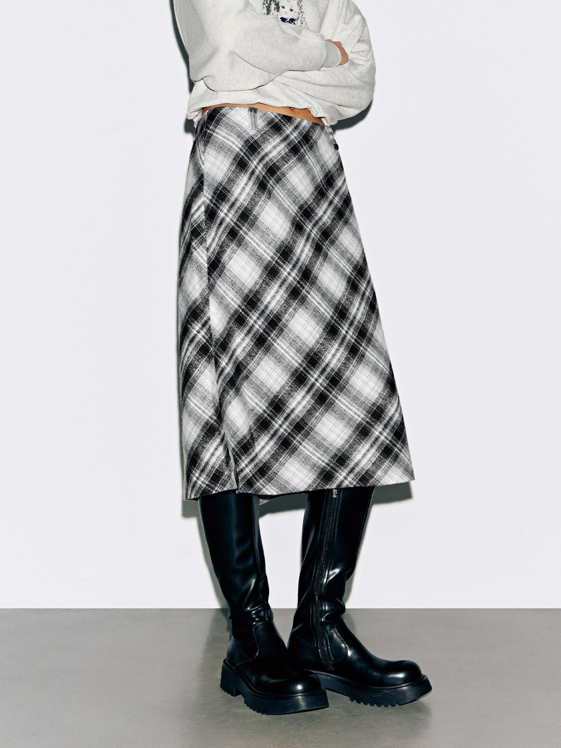 Check A-Line Midi Skirts