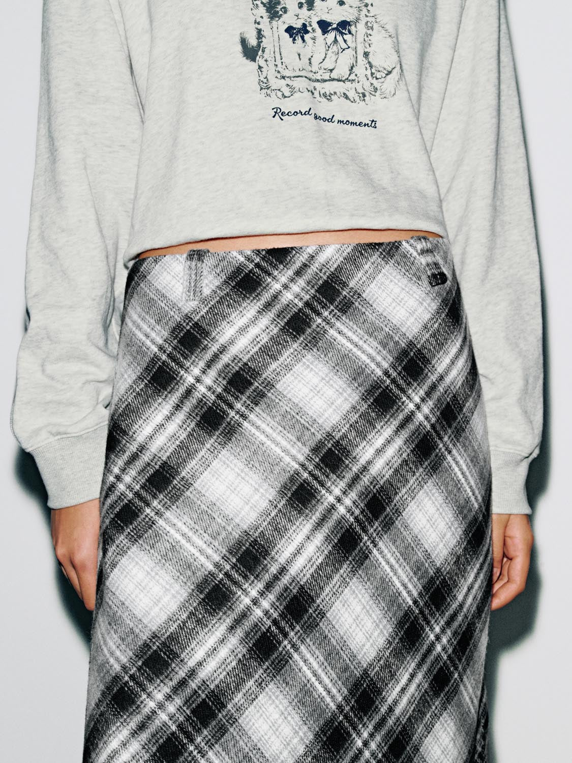 Check A-Line Midi Skirts