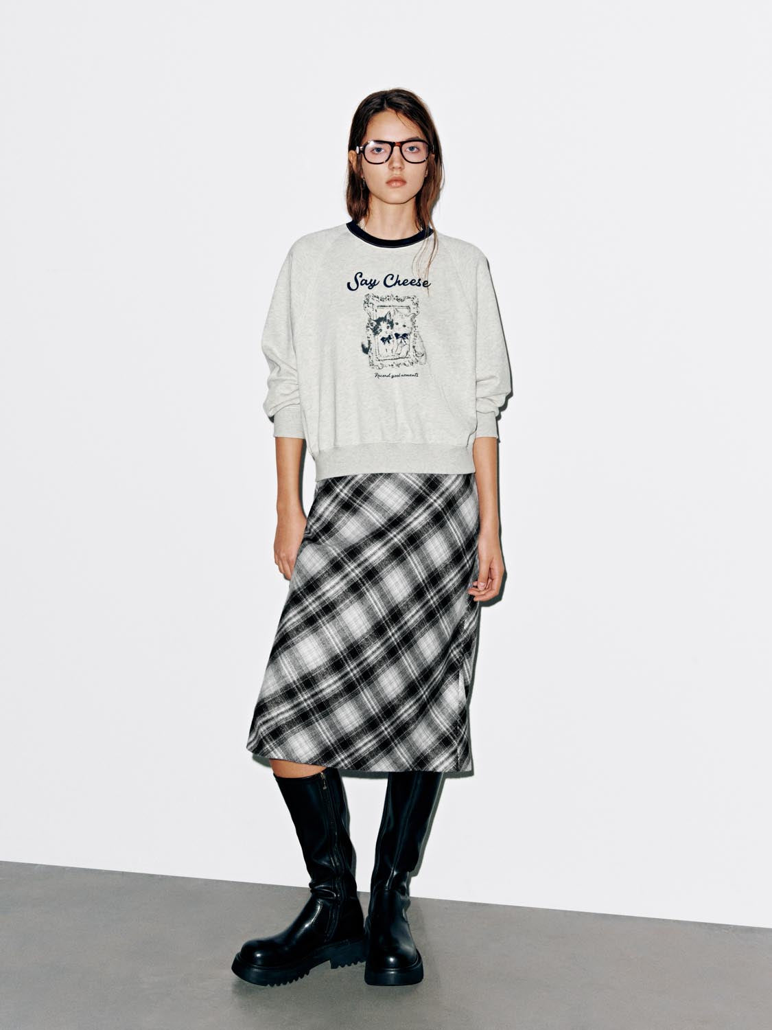 Check A-Line Midi Skirts