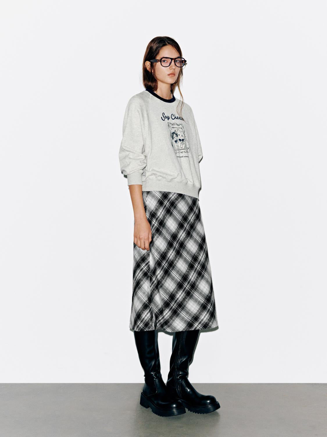Check A-Line Midi Skirts
