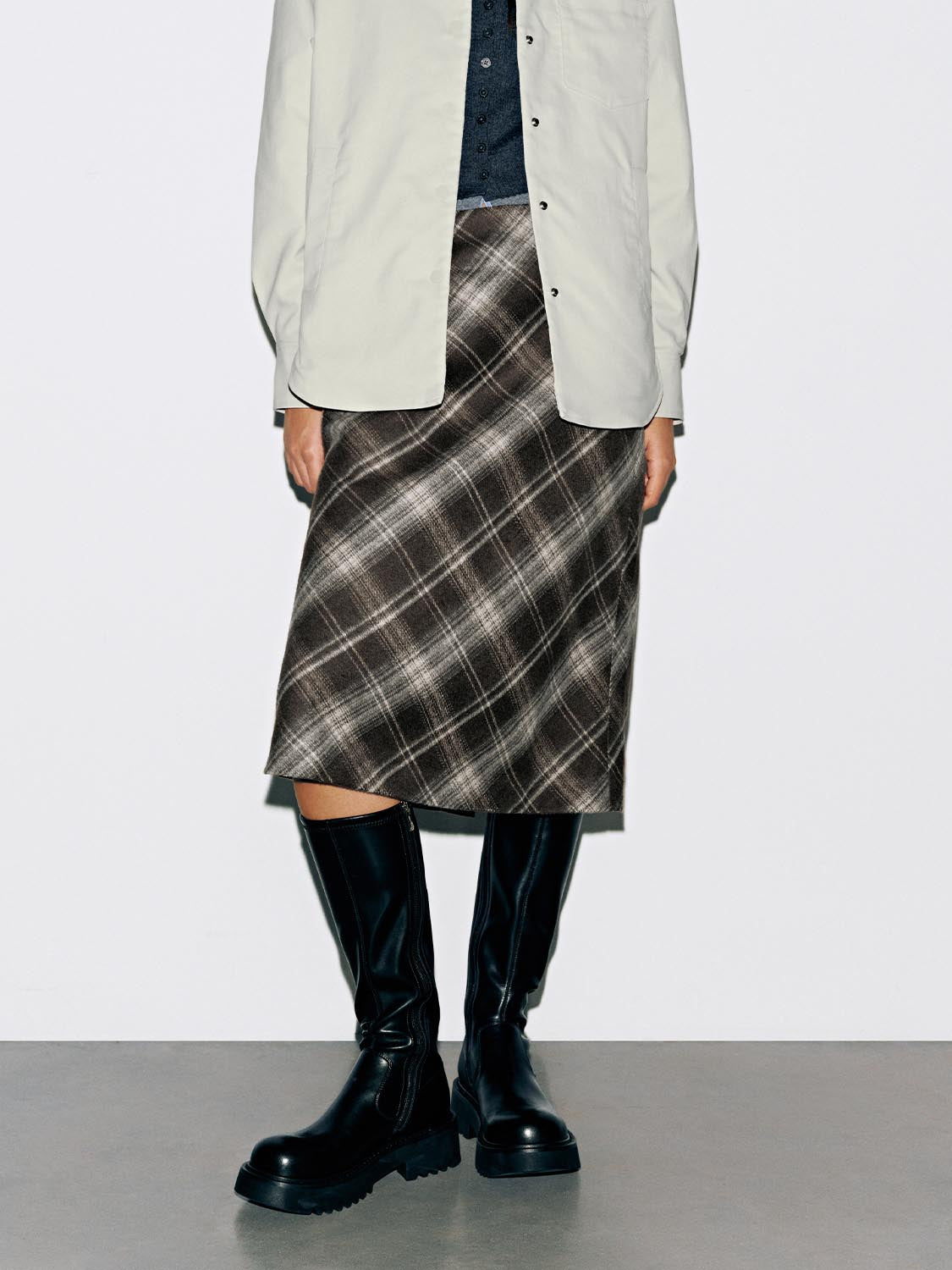 Check A-Line Midi Skirts