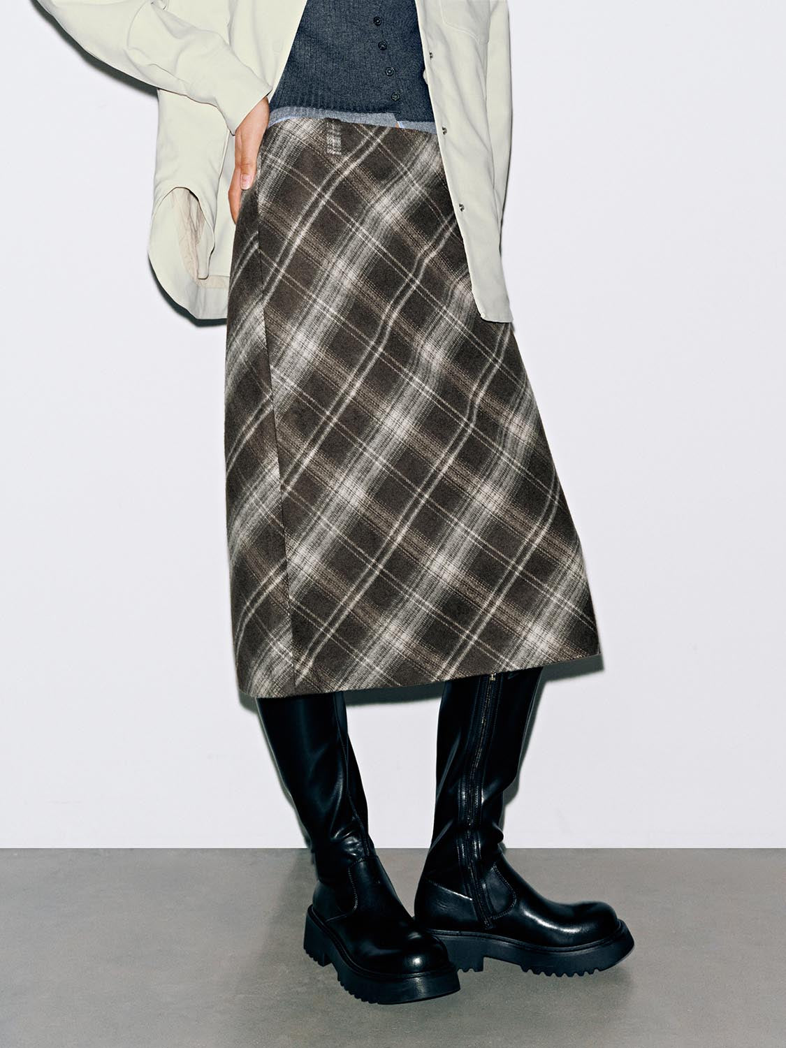 Check A-Line Midi Skirts