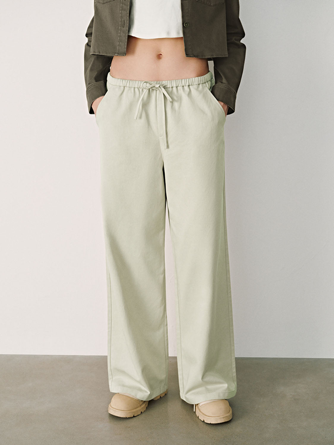 Drawstring Wide-Leg Pants