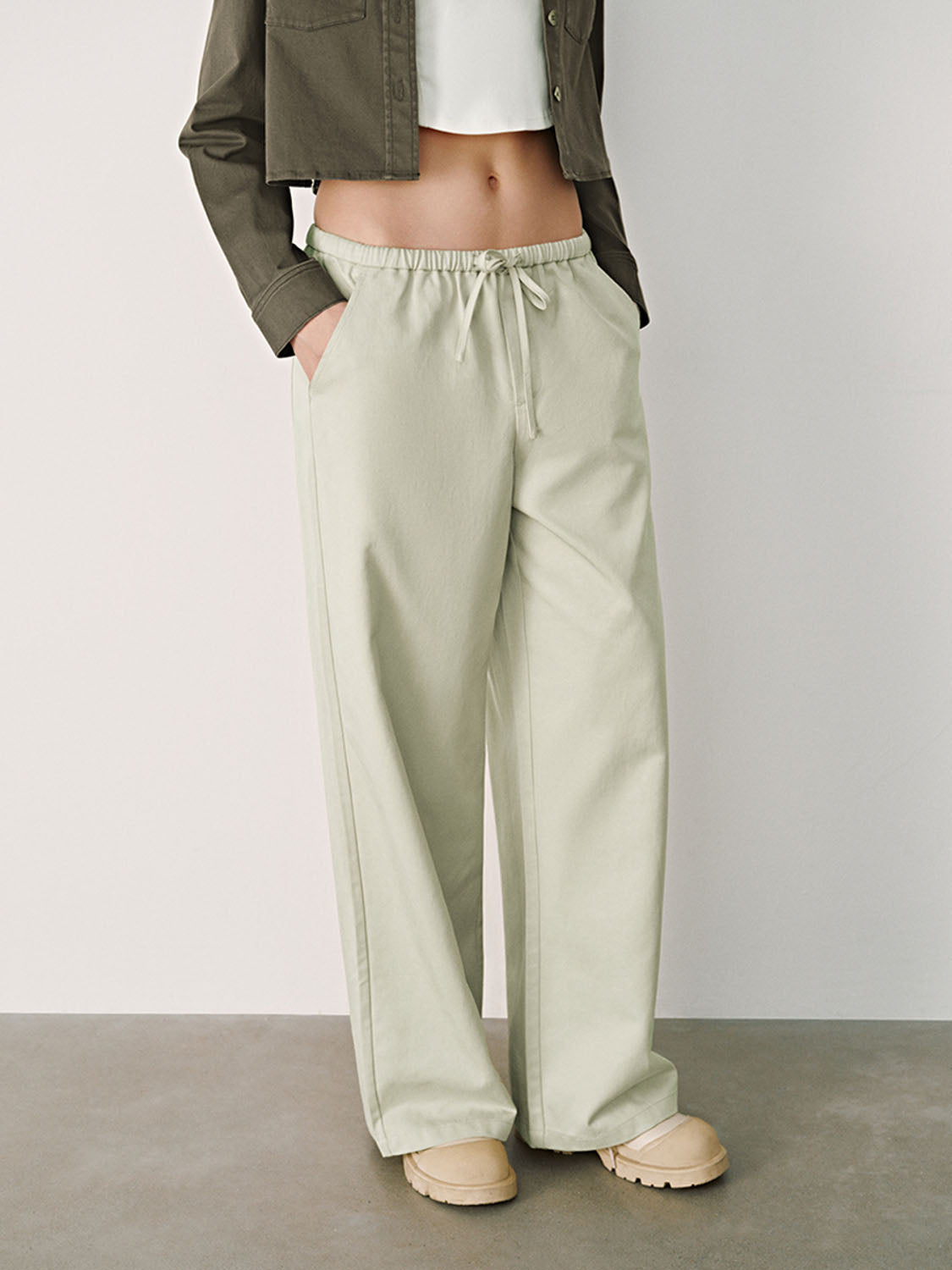 Drawstring Wide-Leg Pants