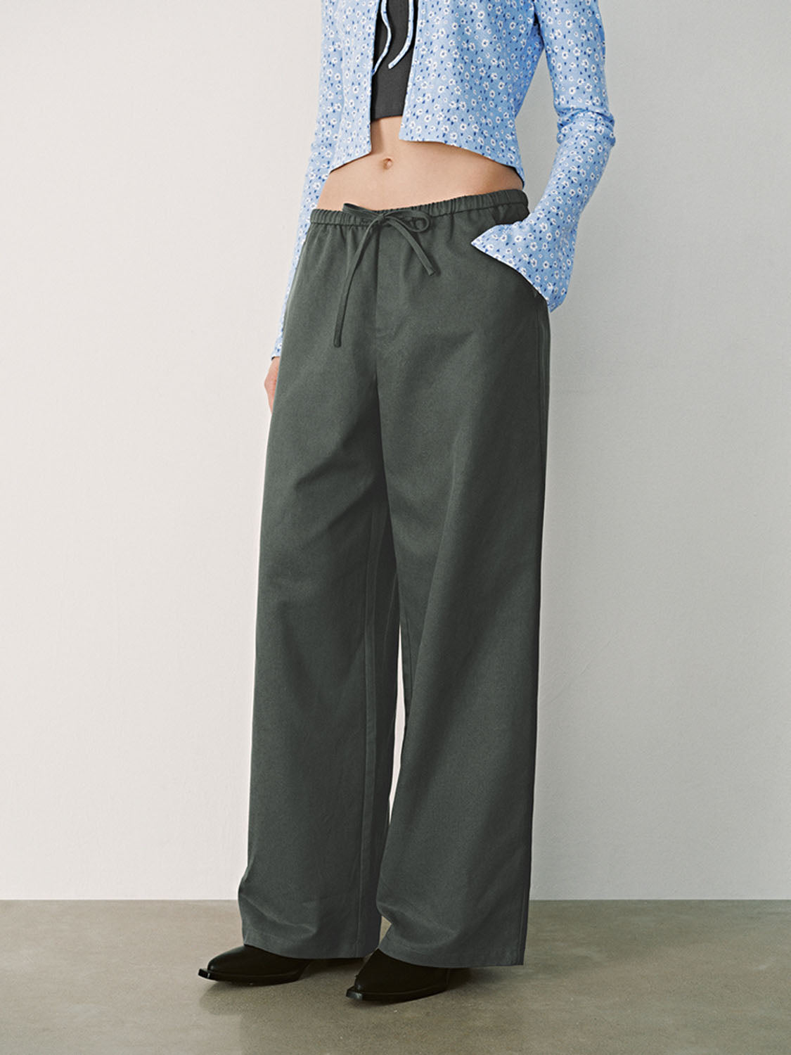 Drawstring Wide-Leg Pants