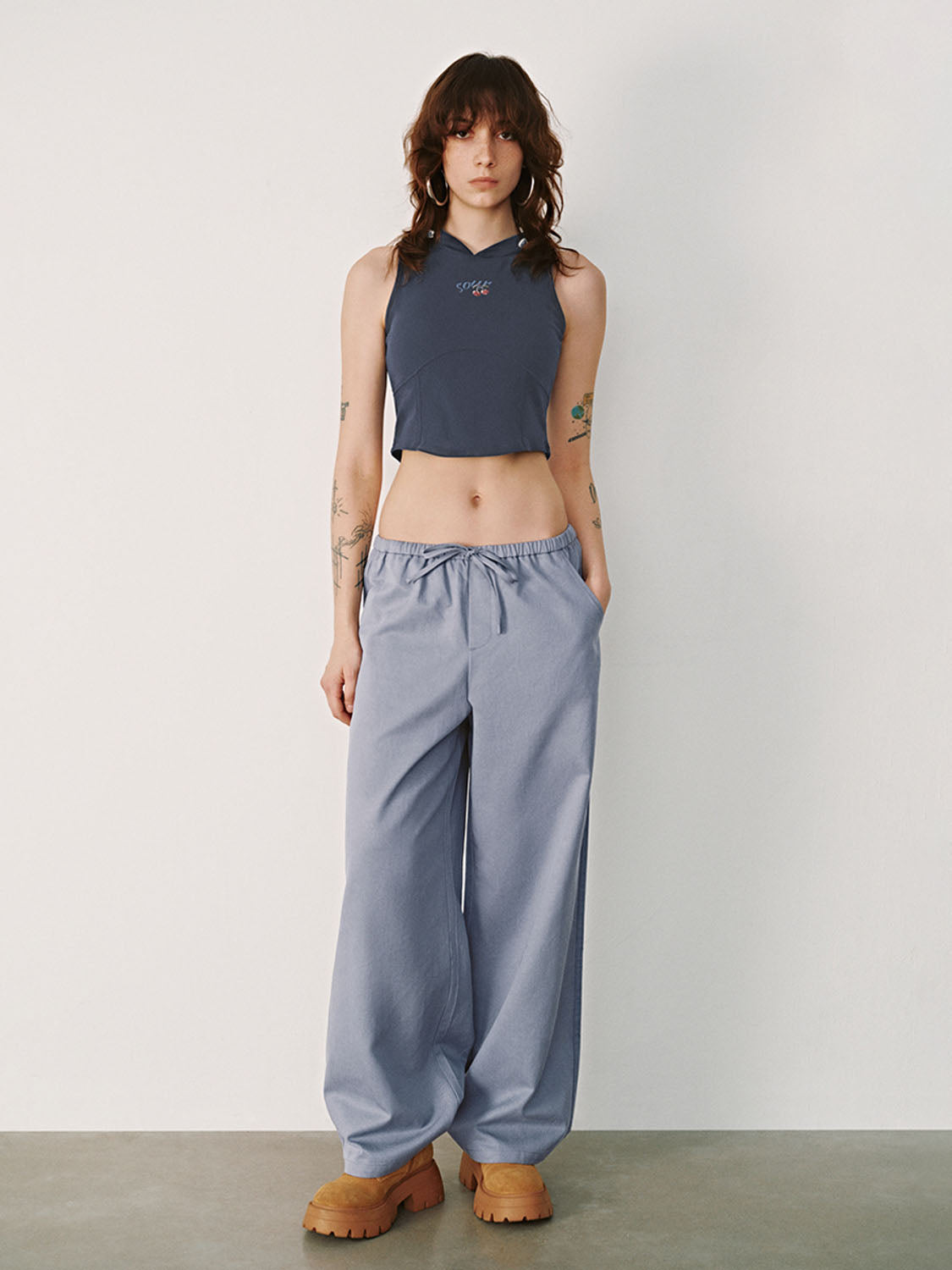 Drawstring Wide-Leg Pants