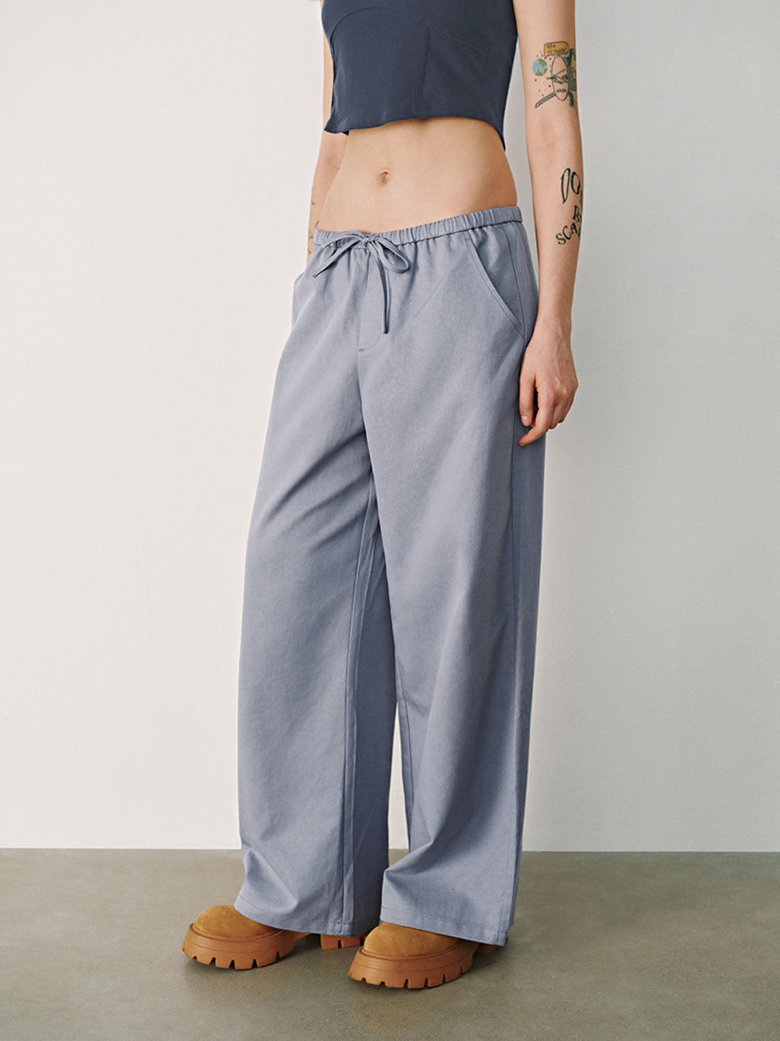 Drawstring Wide-Leg Pants