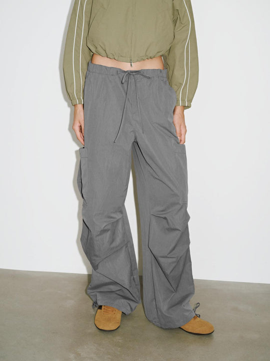 Quick-Dry Drawstring Thin Wide-Leg Pants