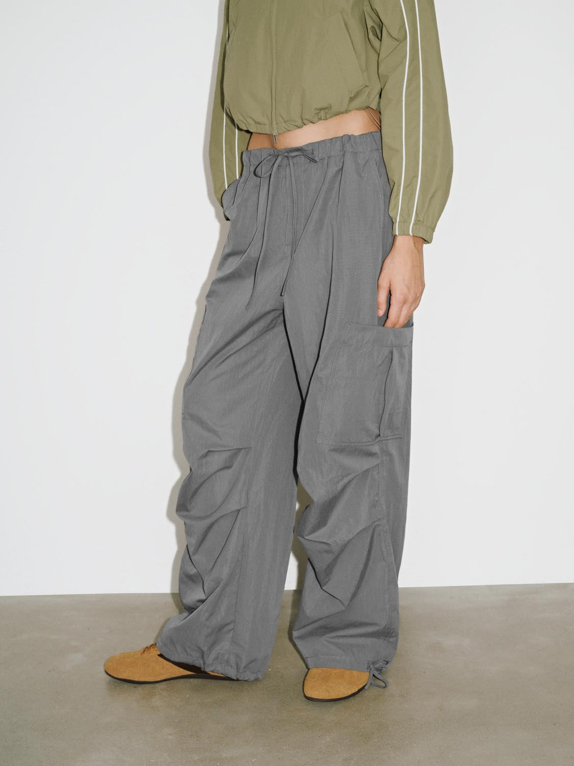 Quick-Dry Drawstring Thin Wide-Leg Pants