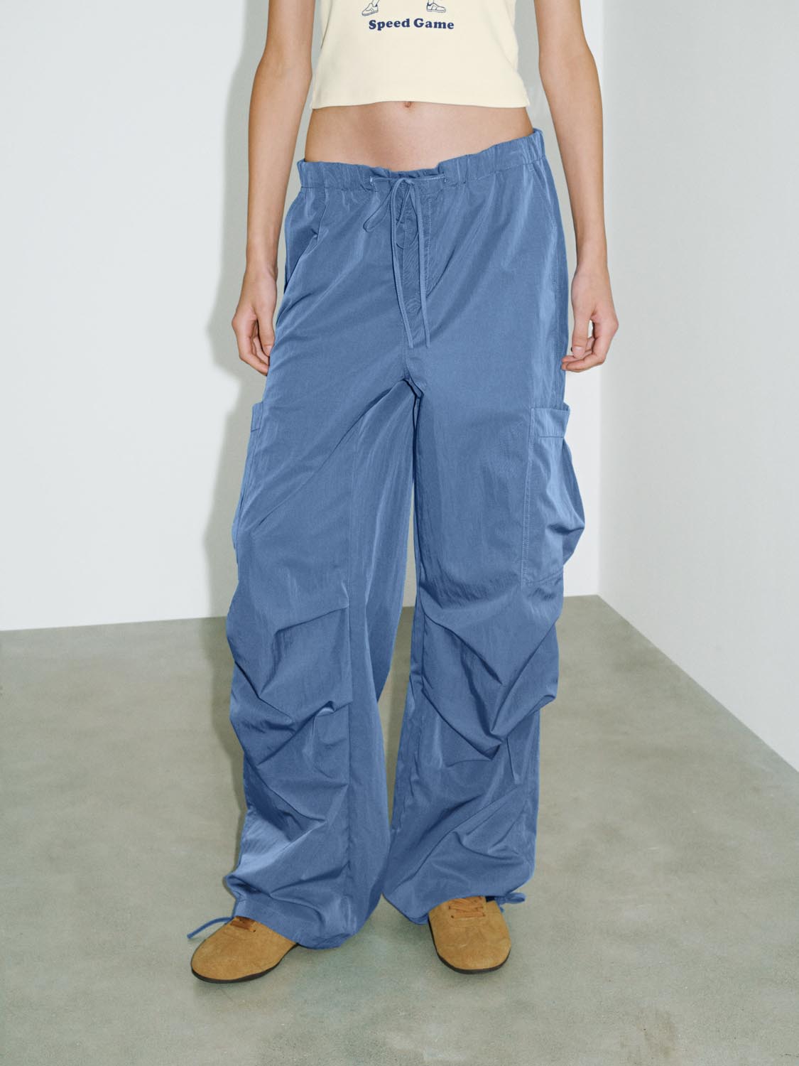 Quick-Dry Drawstring Thin Wide-Leg Pants