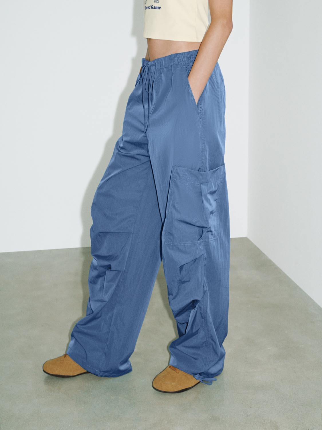 Quick-Dry Drawstring Thin Wide-Leg Pants