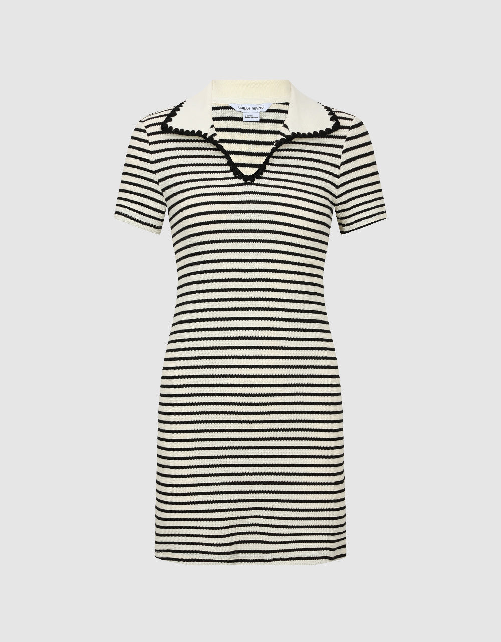 Striped Lapel A-Line Dress