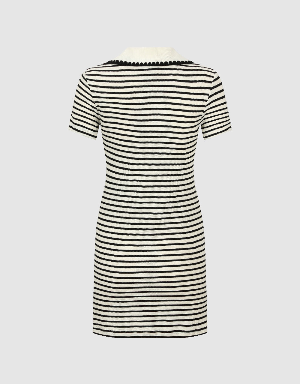 Striped Lapel A-Line Dress