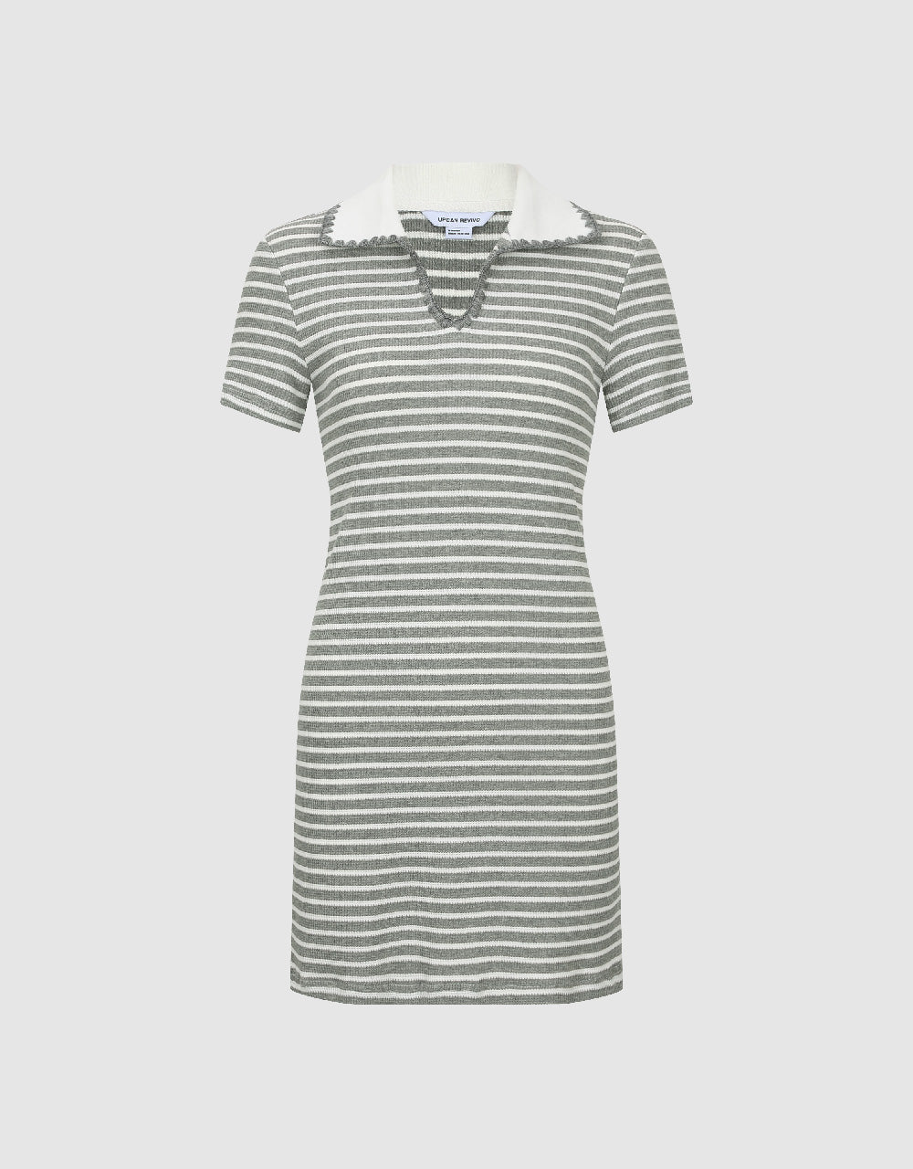 Striped Lapel A-Line Dress