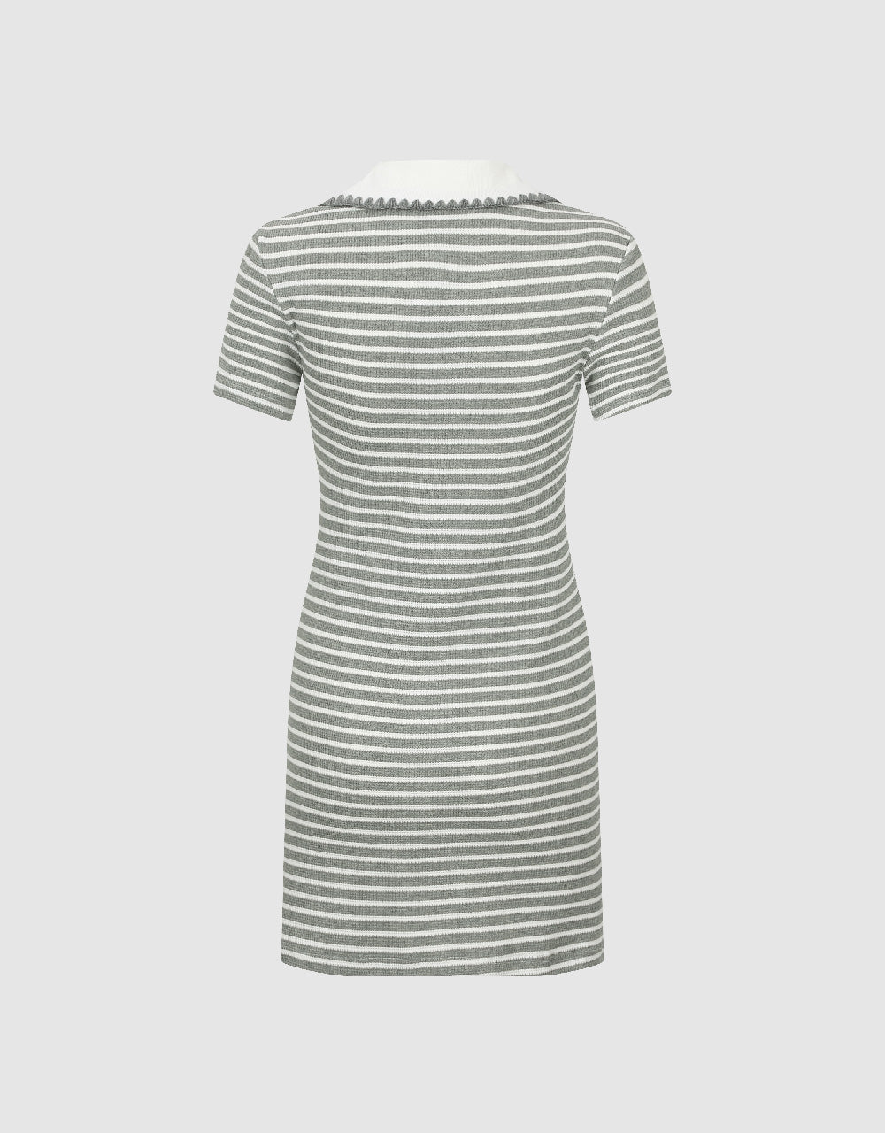 Striped Lapel A-Line Dress