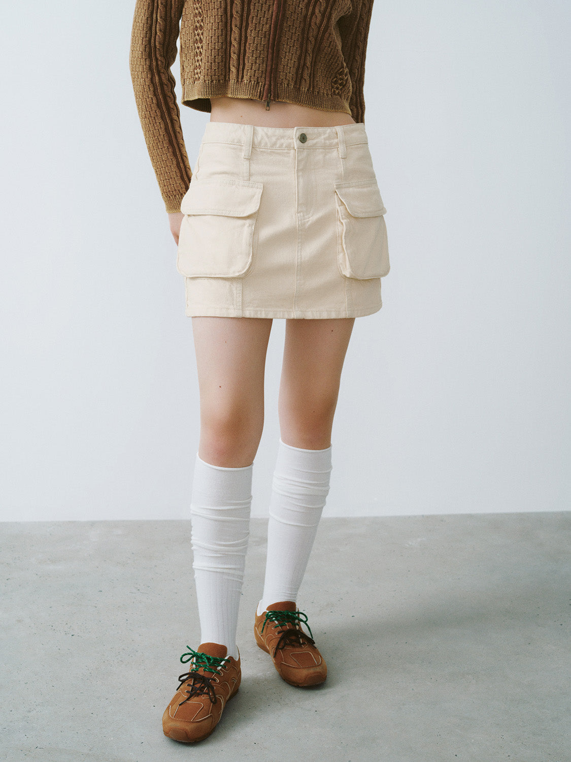 Multi Pocket Mini Denim Skirt