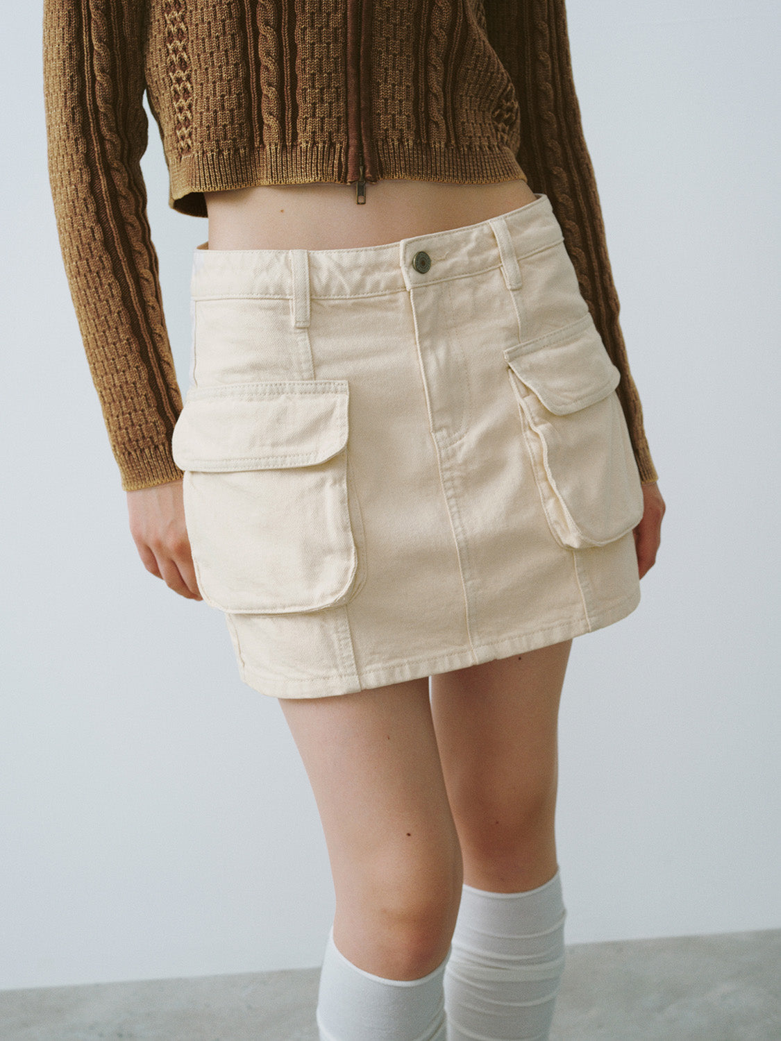 Multi Pocket Mini Denim Skirt