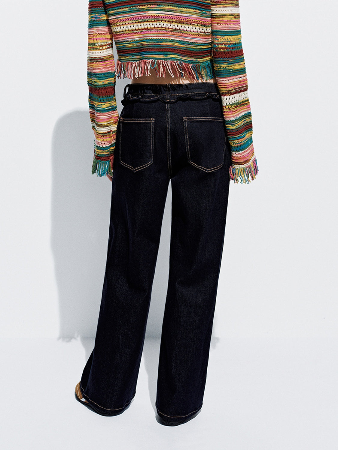 Ruffle Hem Flare Leg Jeans