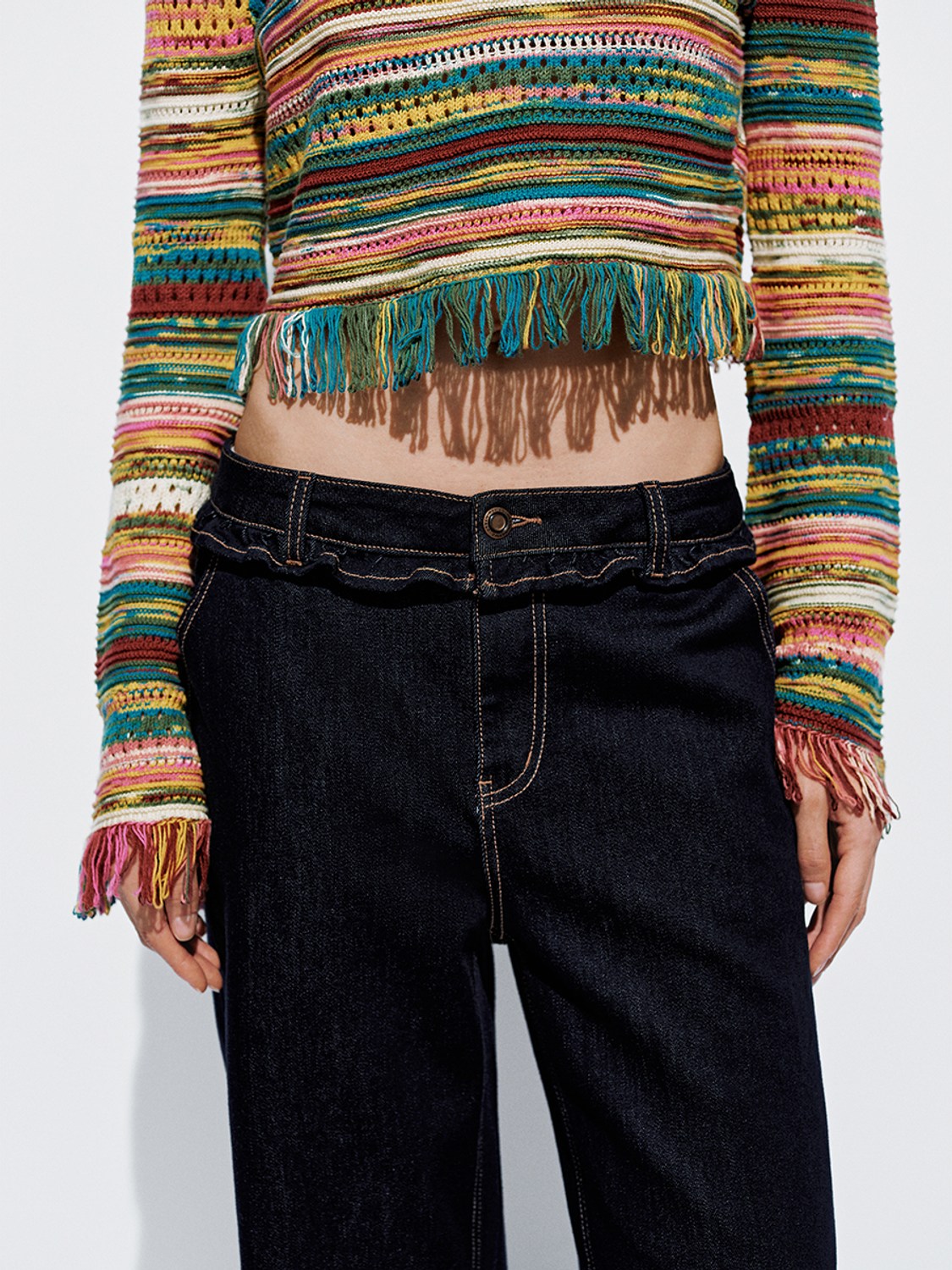 Ruffle Hem Flare Leg Jeans