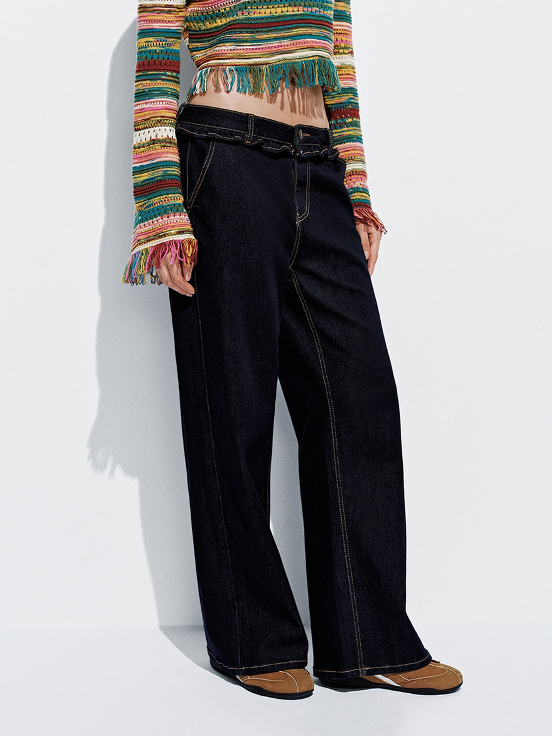 Ruffle Hem Flare Leg Jeans