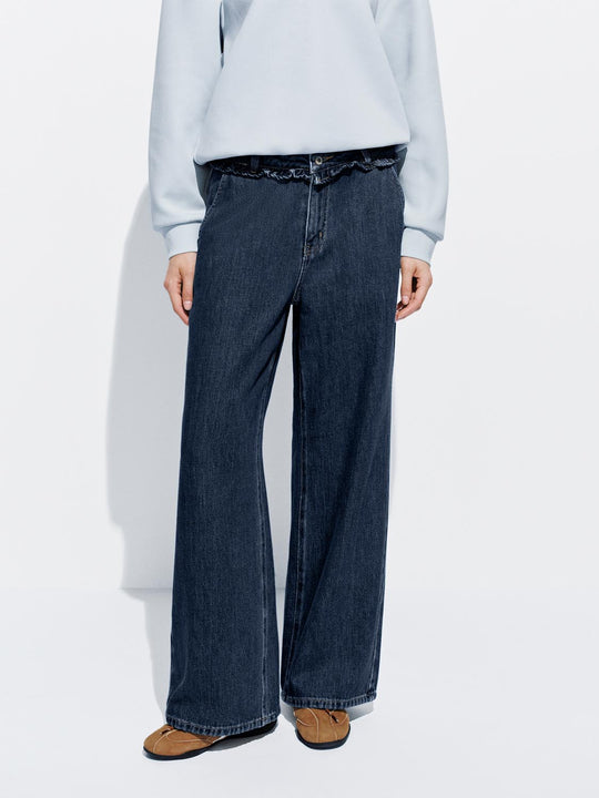 Frill Edge Wide Leg Jeans