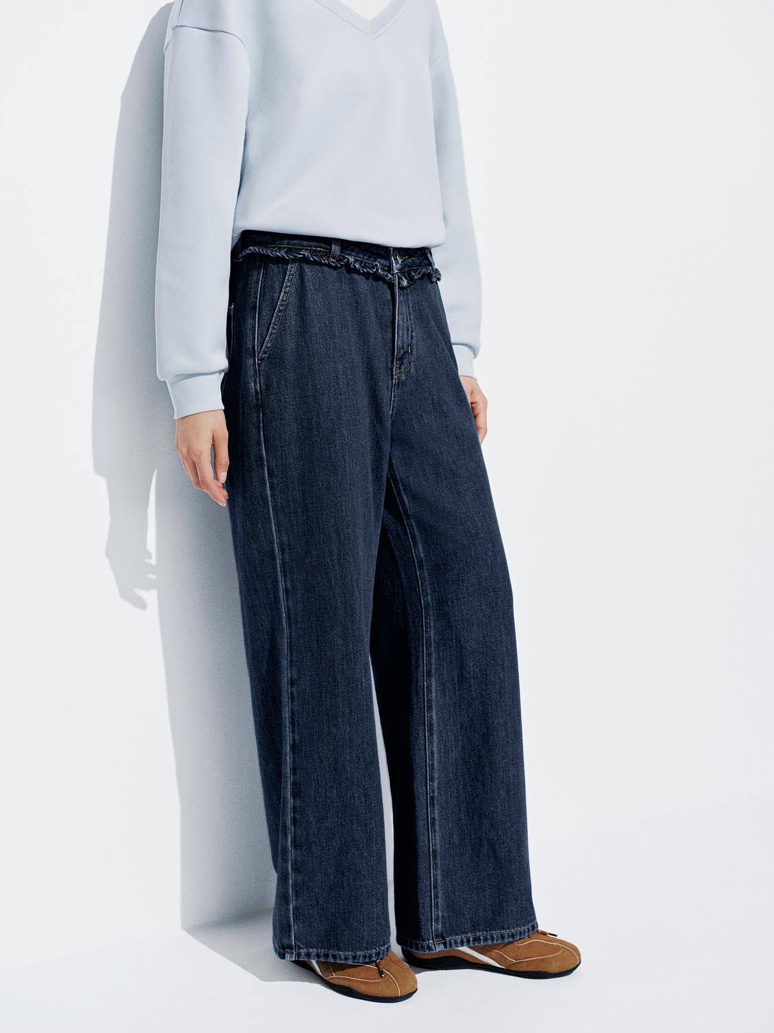 Frill Edge Wide Leg Jeans