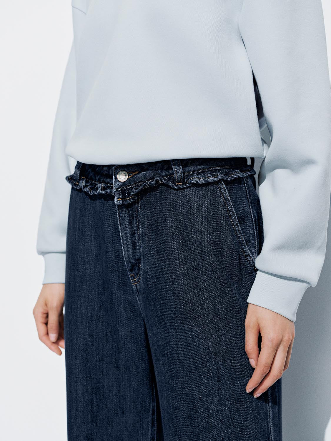Frill Edge Wide Leg Jeans