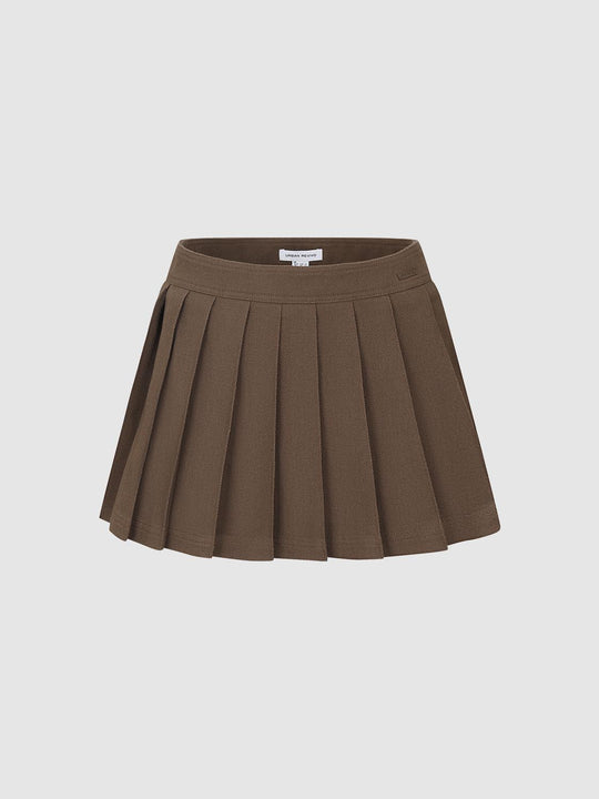 Pleated Denim Mini Skirts