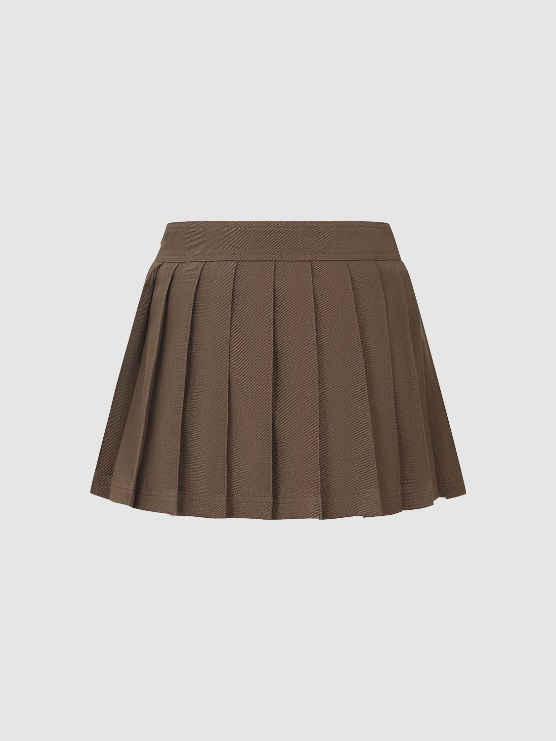 Pleated Denim Mini Skirts