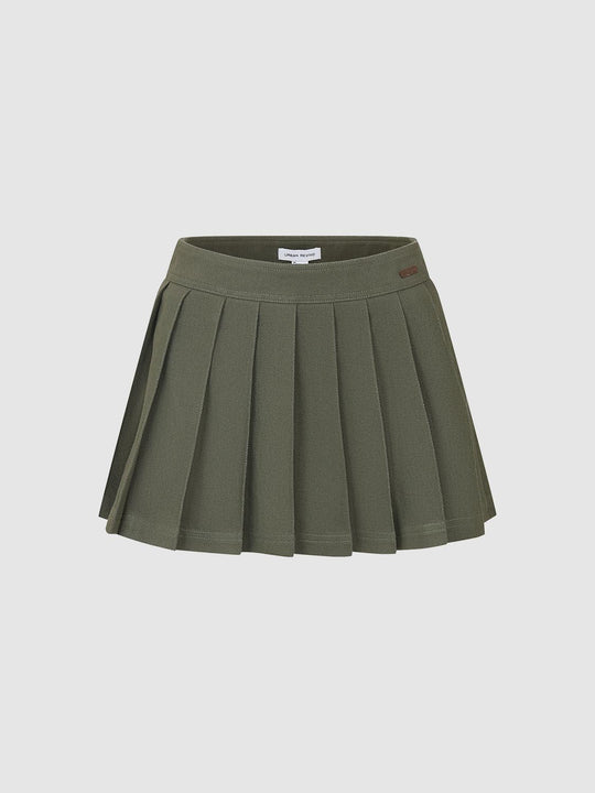 Pleated Denim Mini Skirts