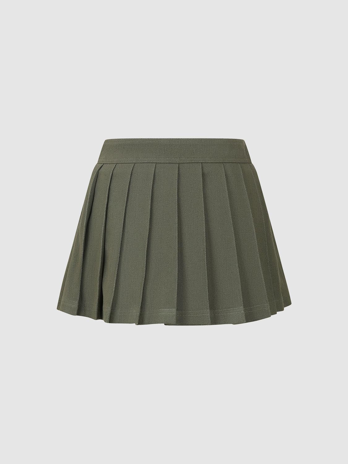 Pleated Denim Mini Skirts