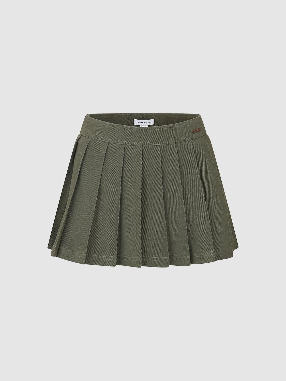 Pleated Denim Mini Skirts