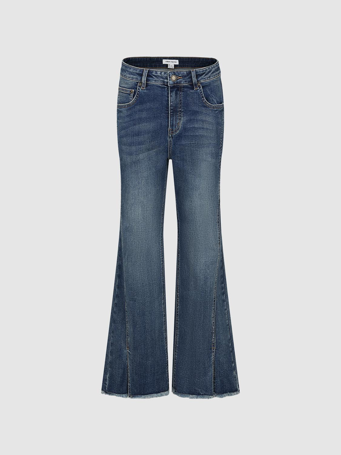 Slit Raw Hem Flare Leg Jeans