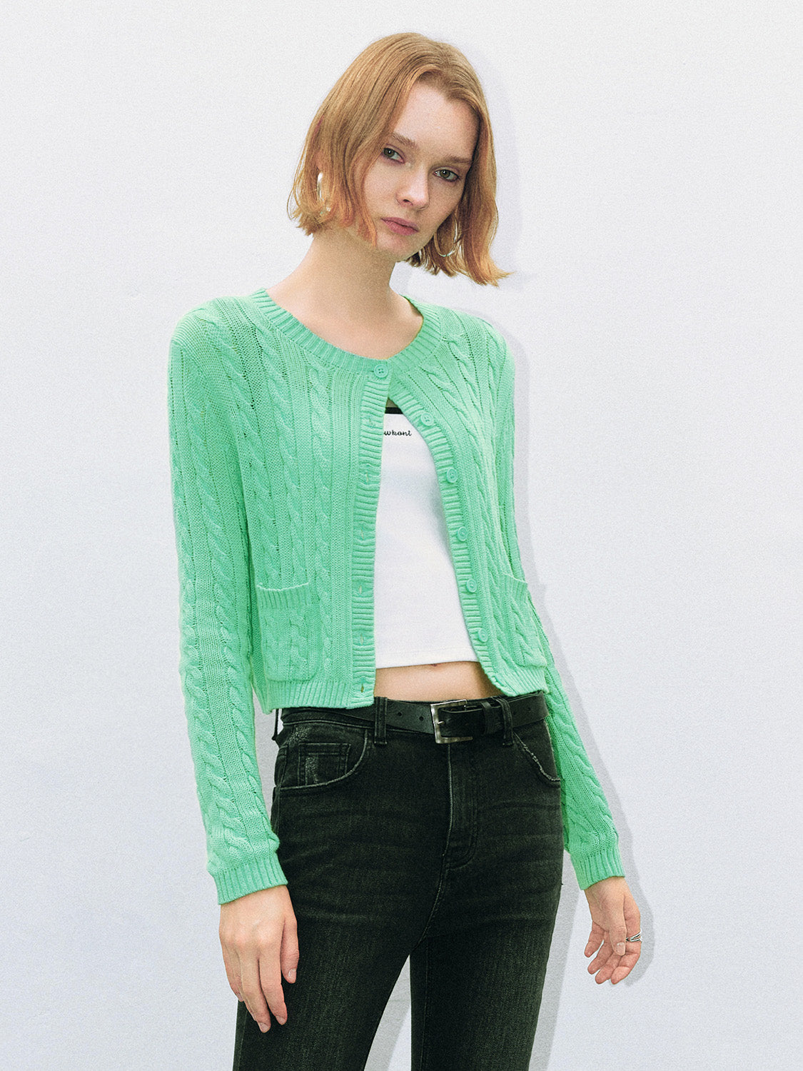 Striped Crew Neck Knitted Cardigan