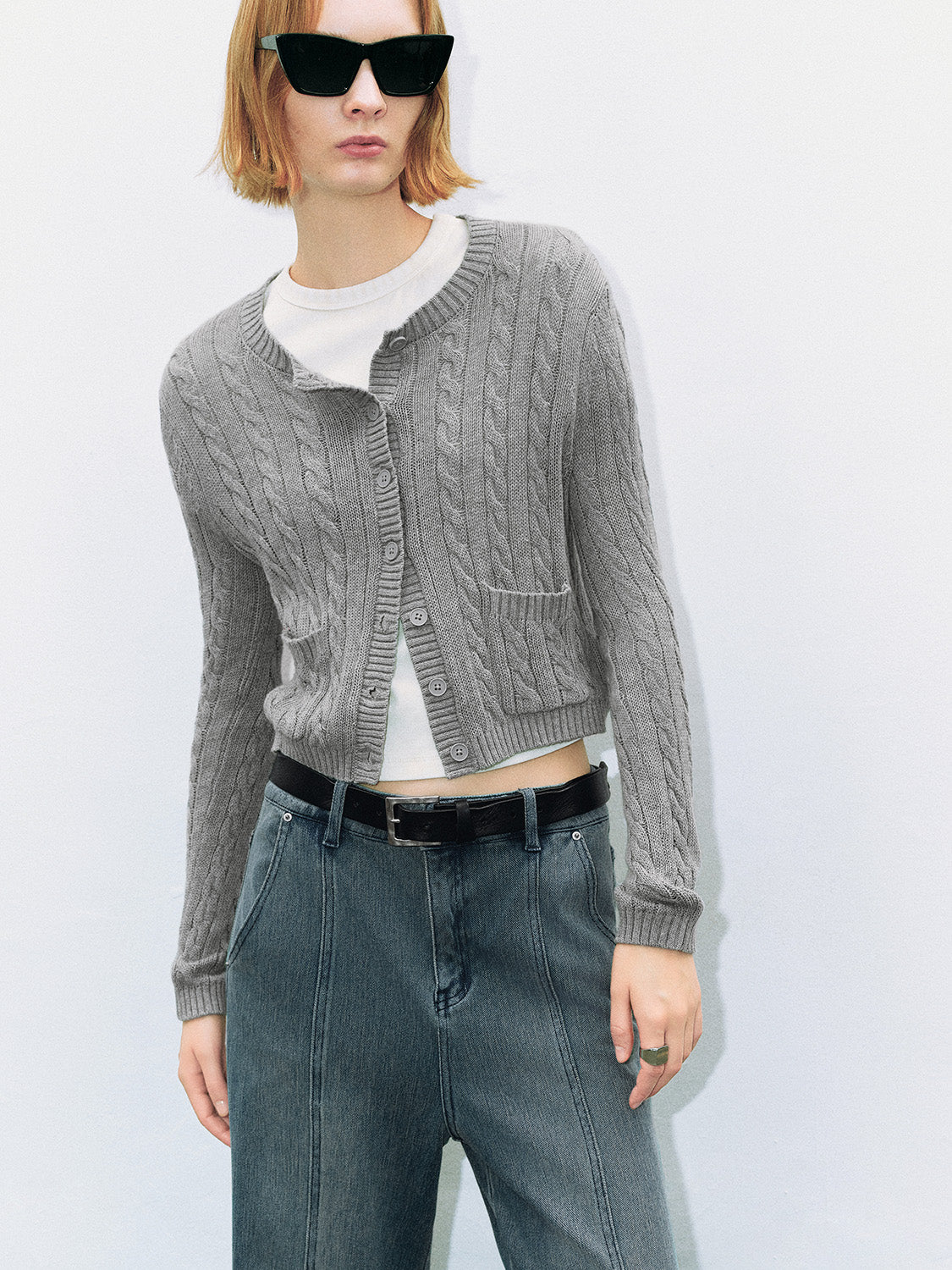 Striped Crew Neck Knitted Cardigan