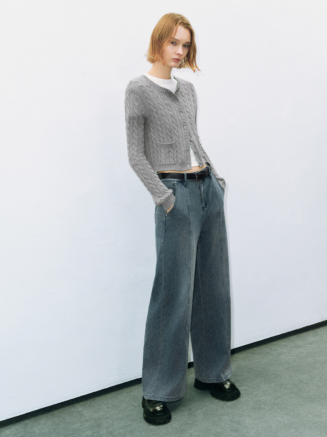 Striped Crew Neck Knitted Cardigan