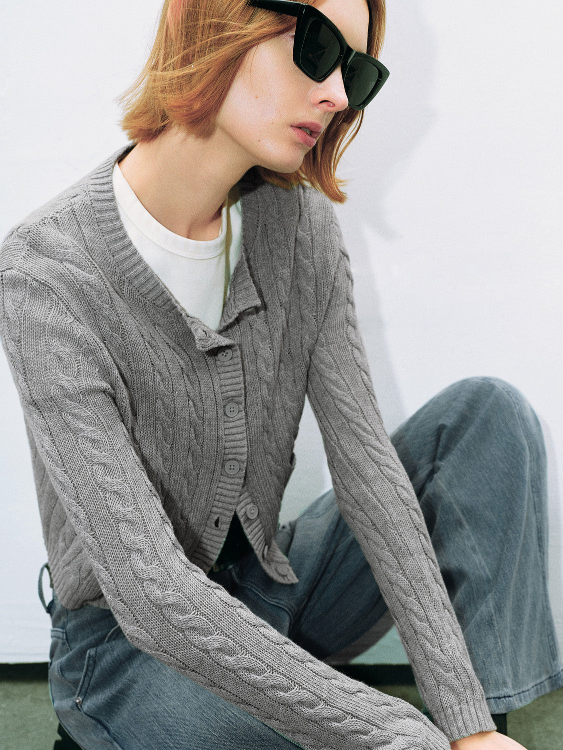 Striped Crew Neck Knitted Cardigan