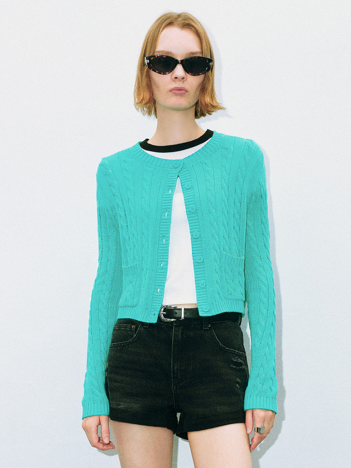 Striped Crew Neck Knitted Cardigan