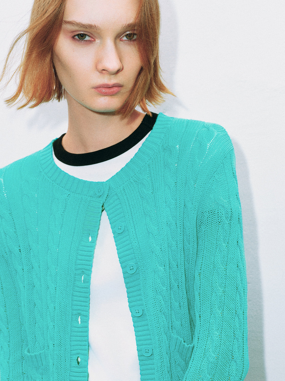 Striped Crew Neck Knitted Cardigan